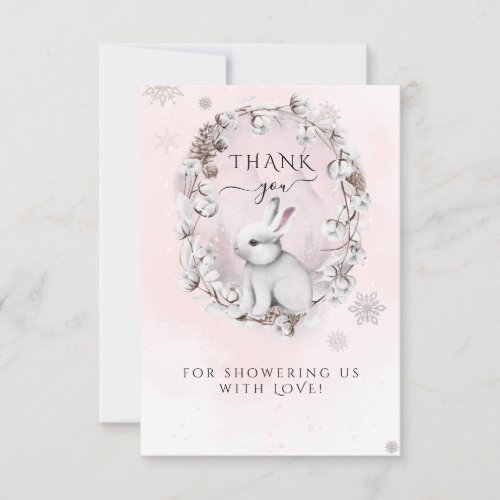 Pink its cold outside Woodland Girl Baby Shower Thank You Card