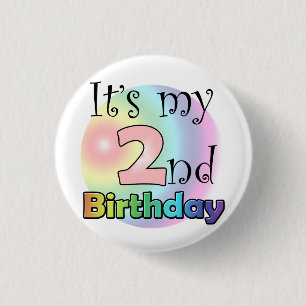 Pink It's my 2nd Birthday Button