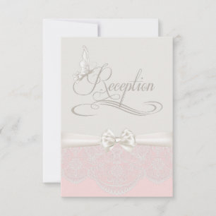 Pink & Ivory Butterflies and Lace Reception Invite