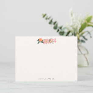Pink Ivory Floral Bridal Shower Personalized Note Card