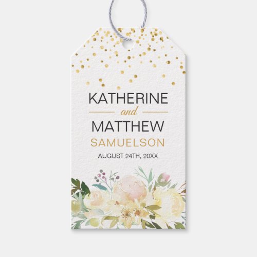 Pink Ivory Gold Floral Thank You Wedding Gift Tags