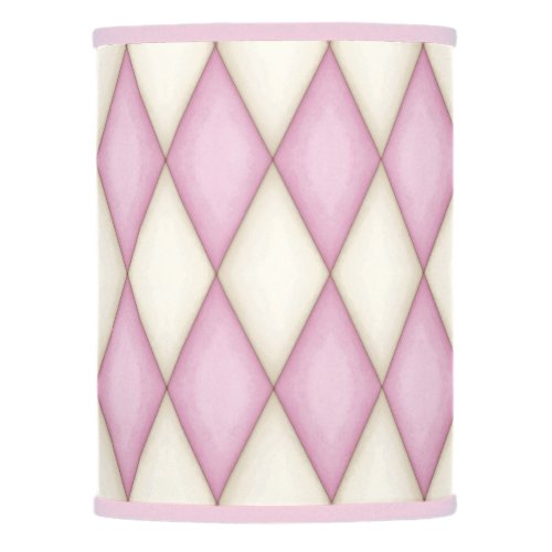 Pink  Ivory Harlequin Diamon Check Pattern Lamp Shade