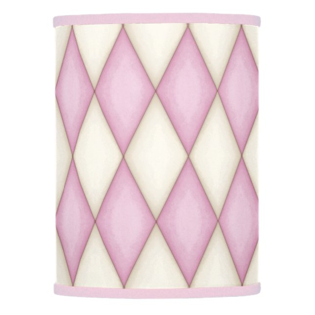 Pink & Ivory Harlequin Diamon Check Pattern Lamp Shade (Front)
