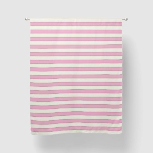 Pink & Ivory Large Stripe Blackout Curtains (Front)