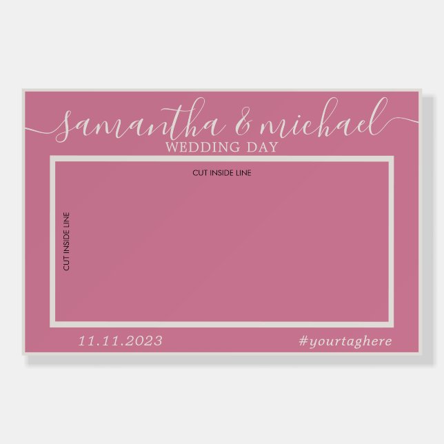 Pink Ivory Line Photo Booth Selfie Frame Foam Board (Front)