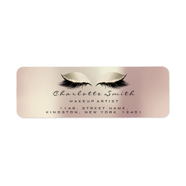 Pink Ivory Makeup Artist Lashes Bridal RSVP Label (Front)