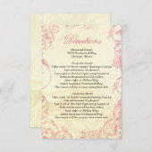 Pink Ivory Roses vintage wedding details card (Front/Back)
