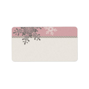 Pink Ivory Snowflake Wedding Blank Address Labels