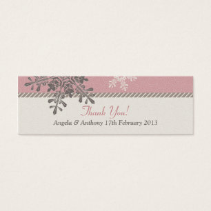 Pink Ivory Snowflake Winter Wedding Favor Tags