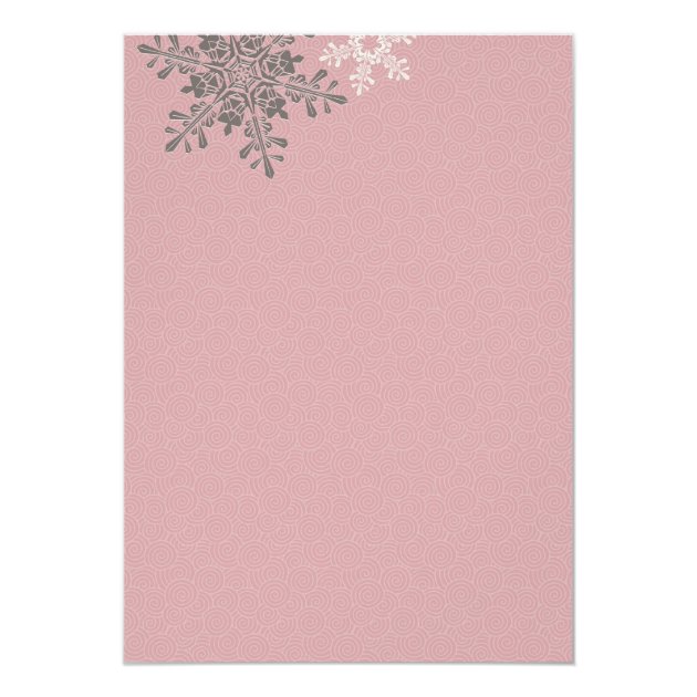Pink Ivory Snowflake Winter Wedding Invitation