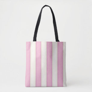 Pink & Ivory Victorian Stripes Elegant Tote Bag