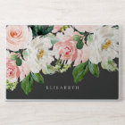 Pink Ivory Watercolor Floral Gray and Your Name
