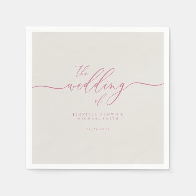 Pink Ivory Wedding Napkins (Front)