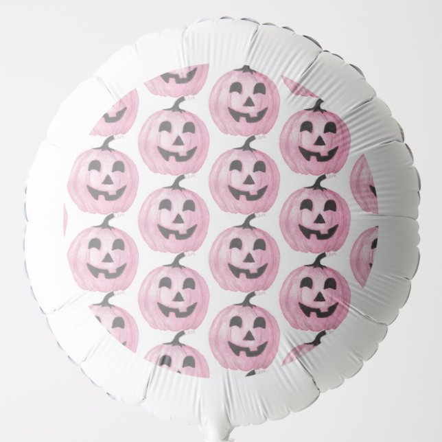 Pink Jack O Lantern for Halloween Balloon (Front)