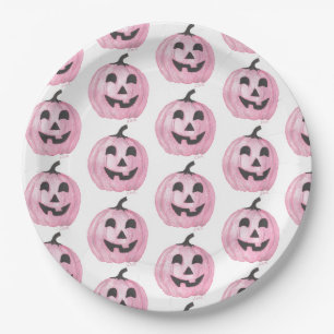 Pink Jack-O-Lantern Paper Plates