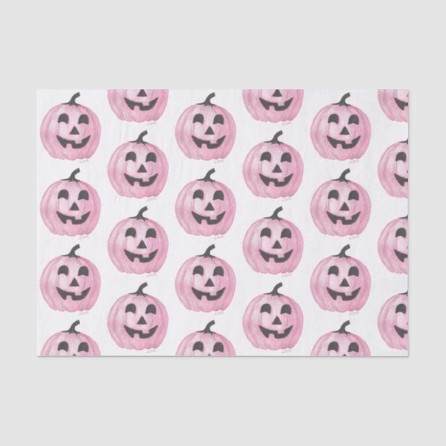 Pink Jack-O-Lantern Tissue Paper (Front)