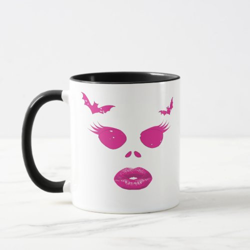 Pink Jack_o_Lantern with Eyelashes Halloween Mug