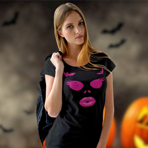 Pink Jack_o_Lantern with Eyelashes Halloween T_Shirt