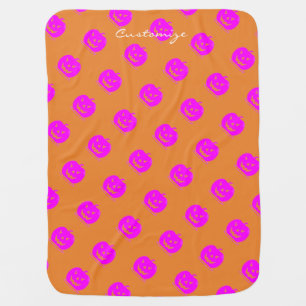 Pink Jack o'lantern Halloween Thunder_Cove Baby Blanket