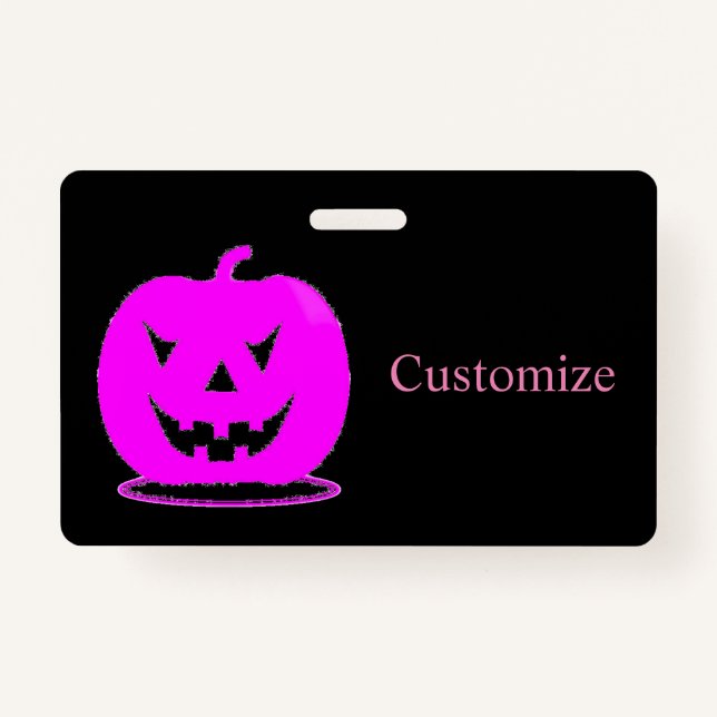 Pink Jack o'lantern Halloween Thunder_Cove Badge (Front)