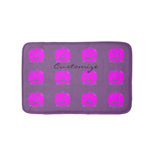 Pink Jack o'lantern Halloween Thunder_Cove Bathroom Mat