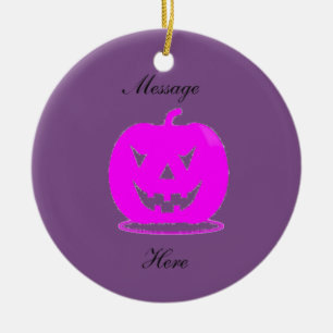 Pink Jack o'lantern Halloween Thunder_Cove Ceramic Ornament