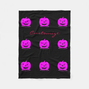 Pink Jack o'lantern Halloween Thunder_Cove Fleece Blanket