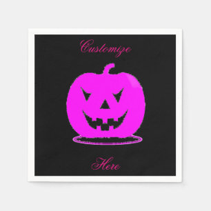 Pink Jack o'lantern Halloween Thunder_Cove Paper Napkins