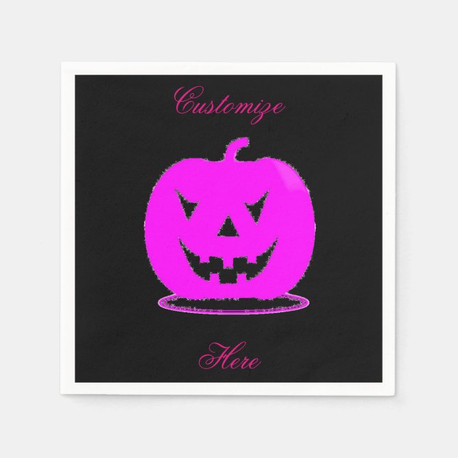 Pink Jack o'lantern Halloween Thunder_Cove Paper Napkins (Front)
