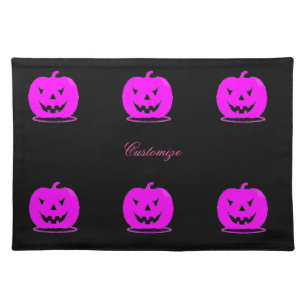 Pink Jack o'lantern Halloween Thunder_Cove Placemat