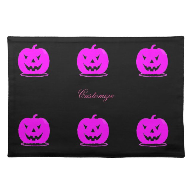 Pink Jack o'lantern Halloween Thunder_Cove Placemat (Front)