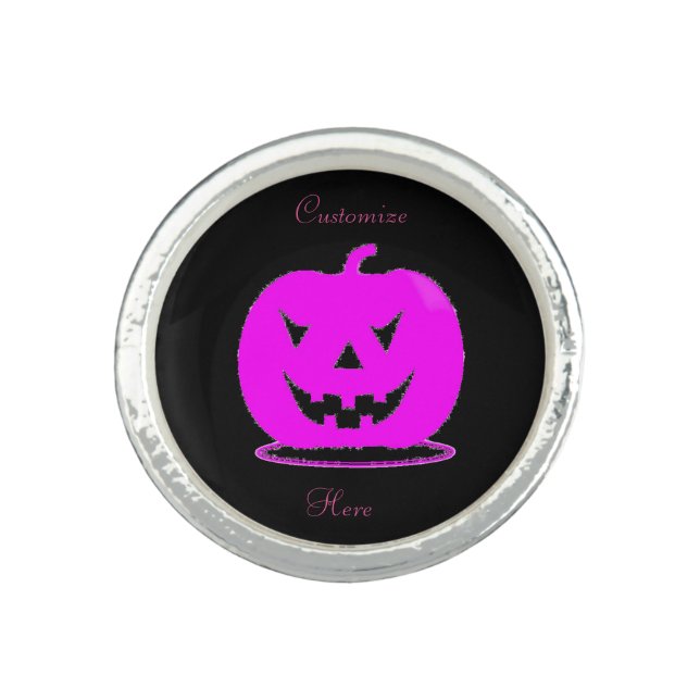 Pink Jack o'lantern Halloween Thunder_Cove Ring (Front)