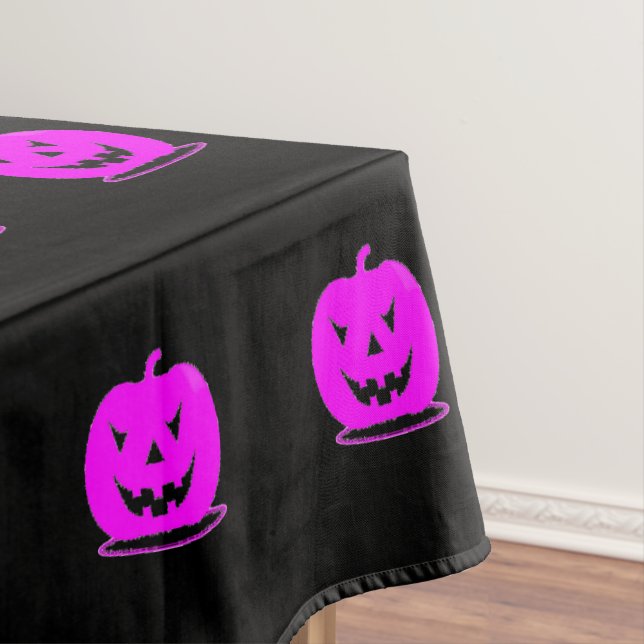 Pink Jack o'lantern Halloween Thunder_Cove Tablecloth (In Situ)