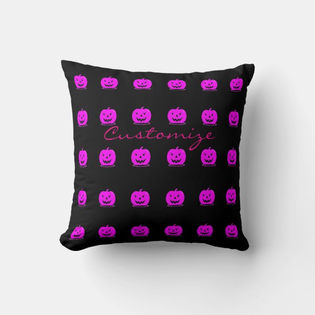 Pink Jack o'lantern Halloween Thunder_Cove Throw Pillow (Front)