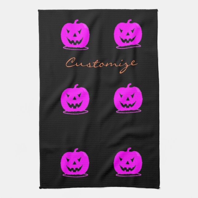 Pink Jack o'lantern Halloween Thunder_Cove Towel (Vertical)