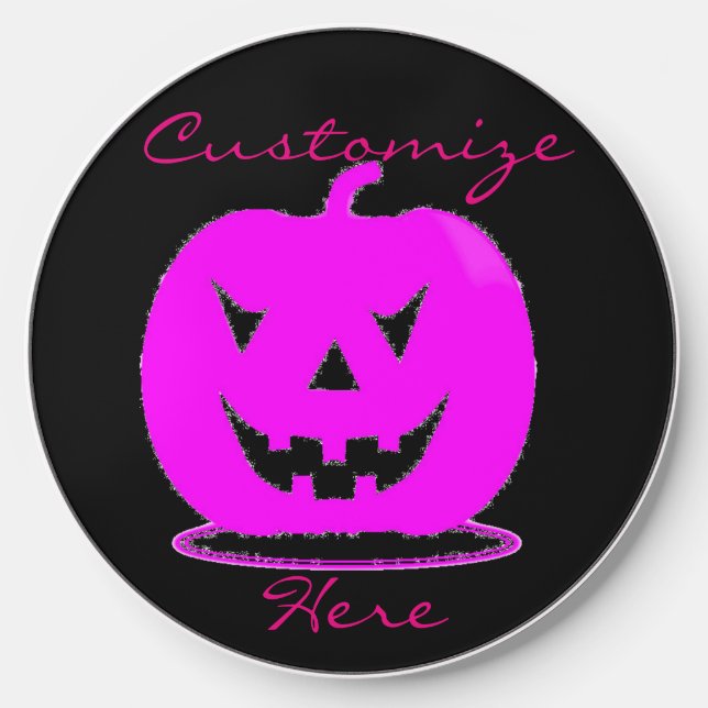 Pink Jack o'lantern Halloween Thunder_Cove Wireless Charger (Front)