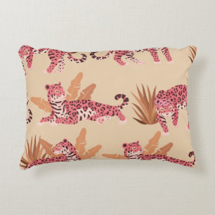 Pink Jaguar: Cute Vintage Seamless Accent Pillow