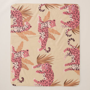 Pink Jaguar: Cute Vintage Seamless Sherpa Blanket