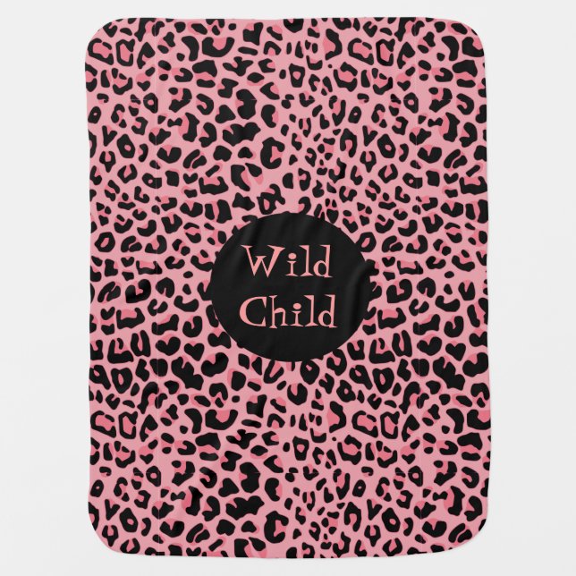 Pink Jaguar Print Baby Blanket (Front)
