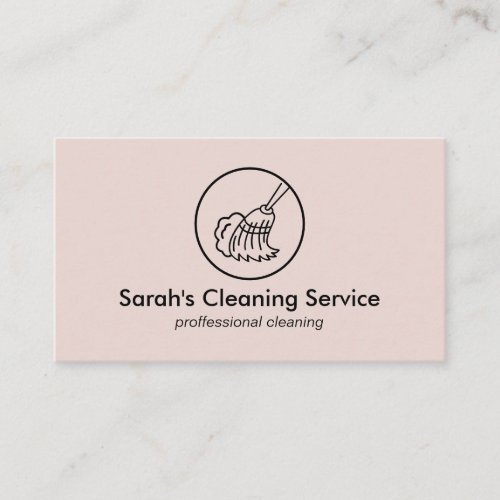 Pink Janitorial Broom Home House Cleaning Business Card
