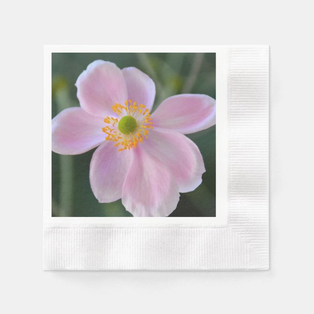 Pink japanese anemone flower napkins (Front)