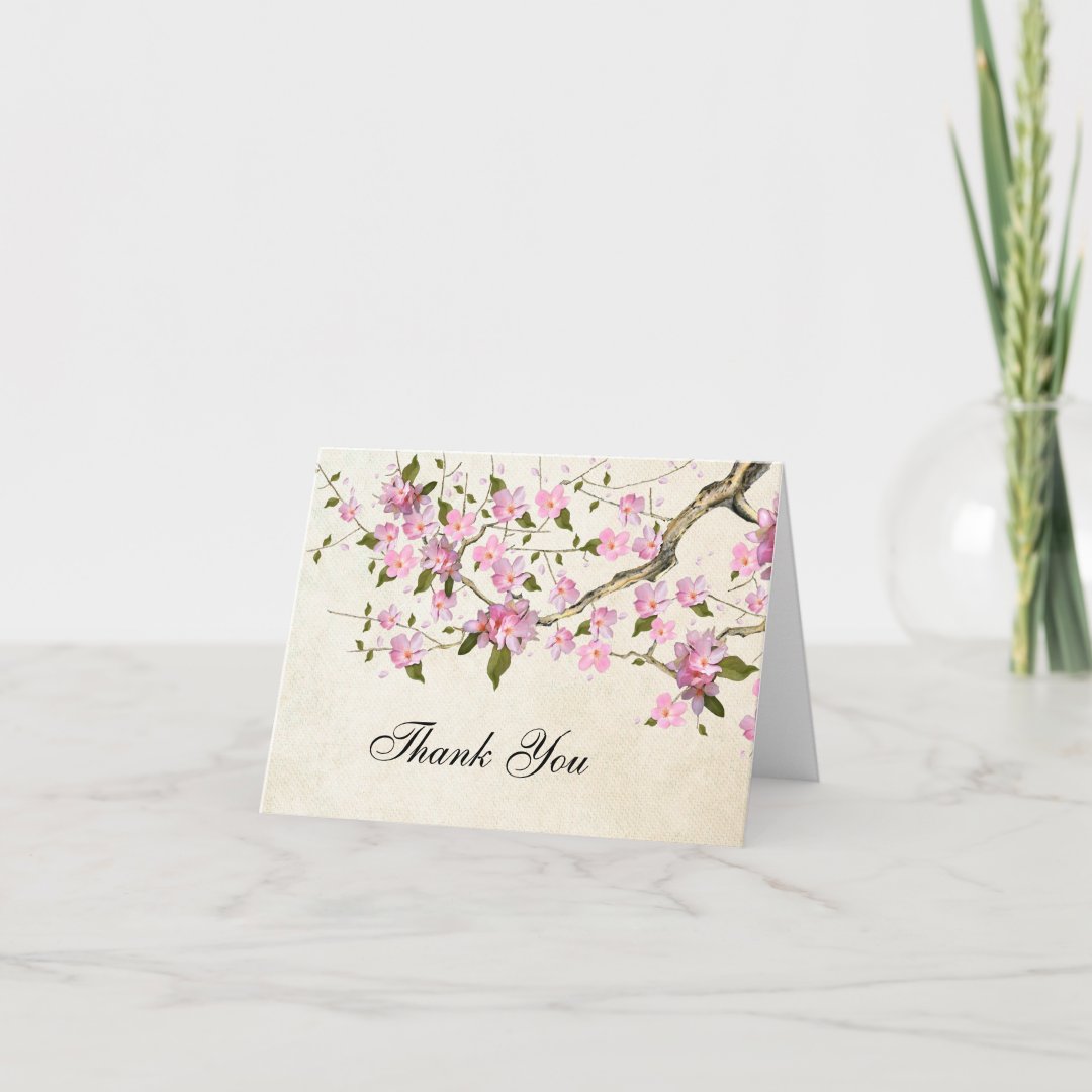 Pink Japanese Cherry Blossom Thank You | Zazzle