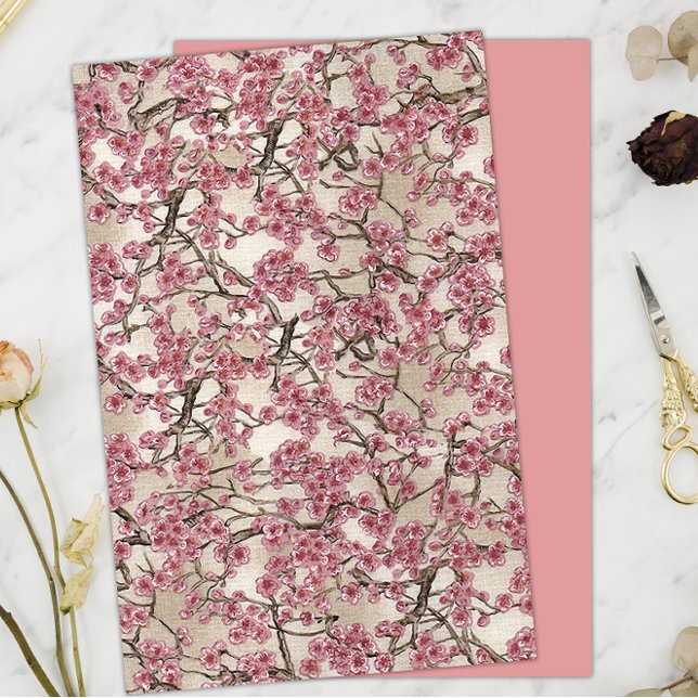 Pink Japanese Cherry Blossoms Floral Paper (Creator Uploaded)
