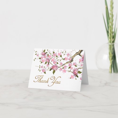 Pink Japanese Cherry Blossoms Thank You Cards