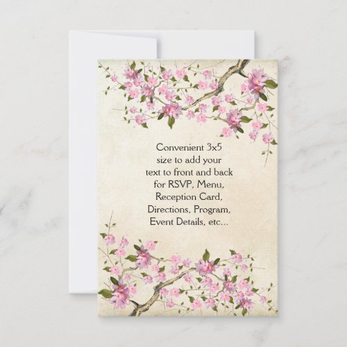 Pink Japanese Cherry Blossoms Wedding Custom Announcement