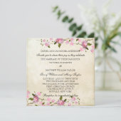 Pink Japanese Cherry Blossoms Wedding Invitation (Standing Front)