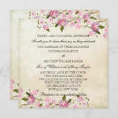 Pink Japanese Cherry Blossoms Wedding Invitation (Front/Back)