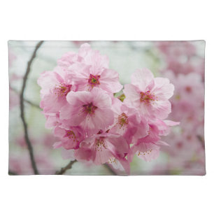 Pink Japanese Flower, Cherry Blossom Photography Cloth Placemat