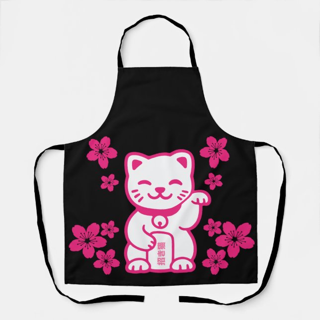 Pink Japanese Maneki-neko Apron