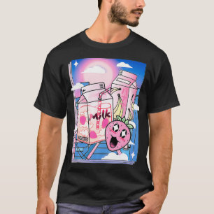 Pink Japanese Milk Shake esthetic Kawaii Strawber T-Shirt